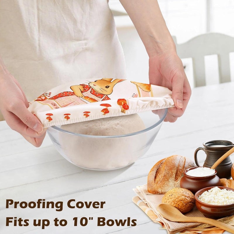 Revahope 2 Pack Reusable Bread Bags for Homemade Bread, 17"×13" Sourdough Bread Storage Bags with Bowl Cover - Keep Loaf Fresh and Easy to Wash(Rabbit) - Image 5